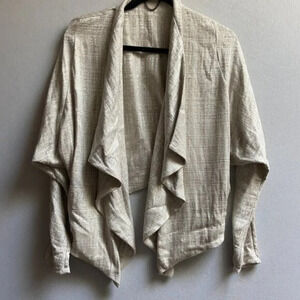 Butterflysoulfire Open Knit Linen Waterfall Drape Dolman Jacket Sz S